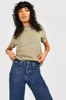 Базовая футболка бойфренд Boohoo, хаки