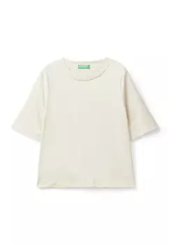 Базовая футболка BOXY FIT United Colors of Benetton, бежевый