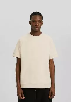 Базовая футболка Boxy Short Sleeve Bershka, бежевый