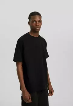 Базовая футболка Boxy Short Sleeve Bershka, черный