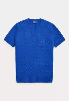 Базовая футболка CABLE WOOL CASHMERE SHORT SLEEVE JUMPER Polo Ralph Lauren, синий