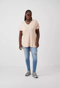 Базовая футболка Carlaila High Low Only, розовый дымчатый