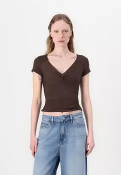 Базовая футболка CHARLOTTE DRAPPED Guess, темно-коричневый