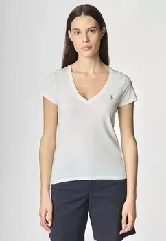 Базовая футболка CON SCOLLO A V A MANICHE CORTE U.S. Polo Assn., белый