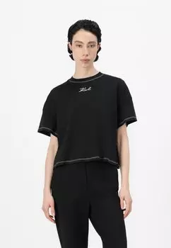Базовая футболка CONTRAST STITCH KARL LAGERFELD, черный