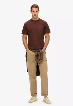 Базовая футболка CONTRAST STITCH POCKET Superdry, коричневый