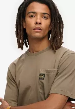 Базовая футболка CONTRAST STITCH POCKET Superdry, коричневый