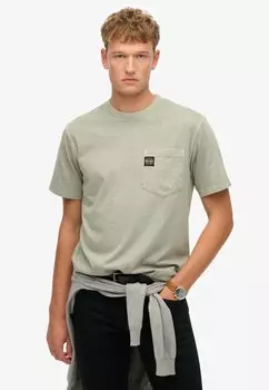 Базовая футболка CONTRAST STITCH POCKET Superdry, зеленый