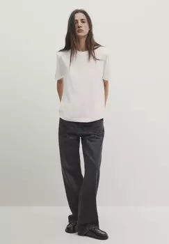 Базовая футболка Crew Neck Boyfriend Massimo Dutti, цвет grey