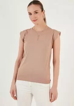 Базовая футболка Crew Neck LELA, светло-коричневыйная