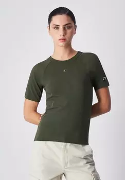 Базовая футболка CREWNECK SCRIPT SHOP Champion, оливковый