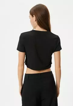 Базовая футболка CROP CUT OUT DETAIL SHORT SLEEVE Koton, черный