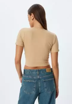 Базовая футболка CROP Koton, бежевый