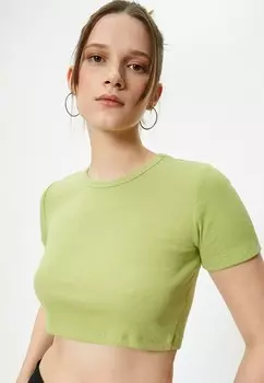 Базовая футболка CROP SHORT SLEEVE CREW NECK SLIM FIT Koton, зеленый