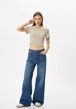 Базовая футболка CROP SHORT SLEEVE Koton, бежевый