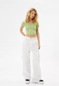 Базовая футболка CROP SHORT SLEEVE U NECK Koton, хаки