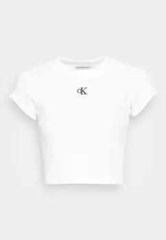 Базовая футболка Cropped Slim Tee Calvin Klein, ярко-белая