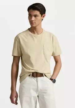 Базовая футболка CUSTOM SLIM MINERAL-DYED POCKET T-SHIRT Polo Ralph Lauren, бежевый