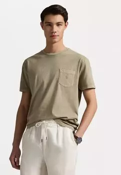 Базовая футболка CUSTOM SLIM MINERAL-DYED POCKET T-SHIRT Polo Ralph Lauren, оливковый