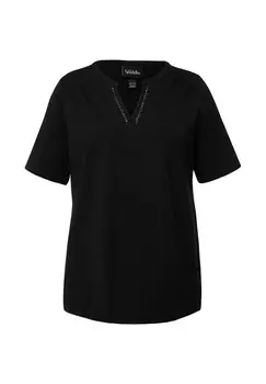 Базовая футболка CUTOUT SPLIT NECK Ulla Popken, черный