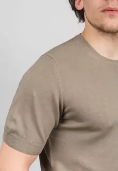 Базовая футболка Dalle Piane Cashmere, серо-коричневая Short Sleeve