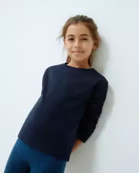Базовая футболка для девочки с длинными рукавами Kids El Corte Ingls, темно-синий