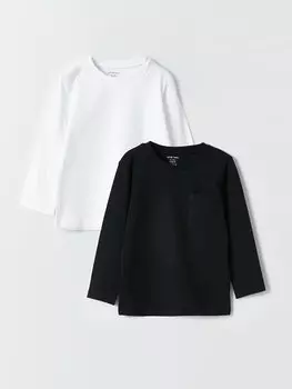 Базовая футболка для мальчика с круглым вырезом и длинными рукавами, упаковка из 2 шт. LCW baby