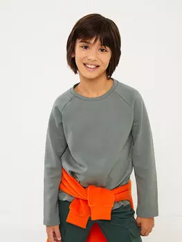 Базовая футболка для мальчиков с круглым вырезом и длинными рукавами LCW Kids, сизый