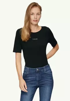 Базовая футболка ELASTISCHES MIT LABEL s.Oliver, черный