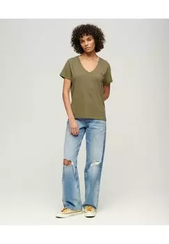 Базовая футболка Embroidered V-Neck Superdry, торнадо зеленый