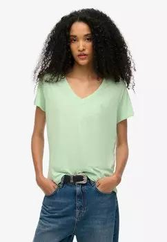 Базовая футболка EMBROIDERED V NECK Superdry, зеленый