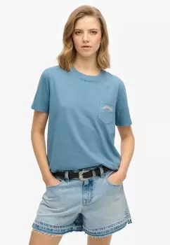 Базовая футболка ESSENTIAL LOGO GARMENT DYE Superdry, синий