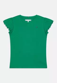 Базовая футболка Essential Ruffle Sleeve Tommy Hilfiger, цвет olympic green