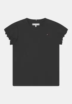 Базовая футболка Essential Ruffle Sleeve Tommy Hilfiger, черный