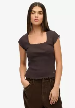 Базовая футболка ESSENTIAL SQUARE NECK SHORT SLEEVE Superdry, коричневый