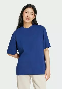 Базовая футболка ESSENTIALS CONTEMPORARY LOGO BOYFRIEND adidas Sportswear, темно-синий