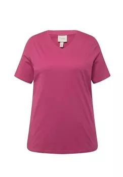 Базовая футболка FEMME GRANDES TAILLES V, COTON BIO, MANCHES COURTES Ulla Popken, розовый