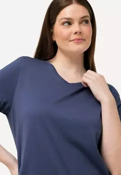 Базовая футболка FEMME GRANDES TAILLES V, COTON BIO, MANCHES COURTES Ulla Popken, фиолетовый