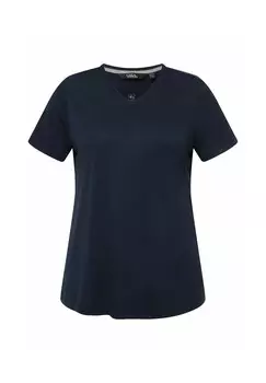 Базовая футболка FUNKTIONS ANTIBAKTERIELL V-AUSSCHNITT HALBARM Ulla Popken, темно-синий