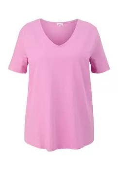 Базовая футболка GARMENT-DYED MET AFGERONDE V-HALS s.Oliver, коралл