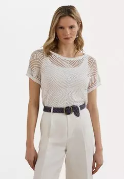Базовая футболка Geo Motif Mesh Short Sleeve Jumper Lauren Ralph Lauren, белый