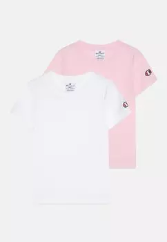 базовая футболка Girls Icons Crew Neck 2 Pack Champion, цвет white/pink