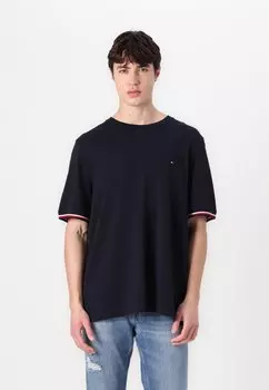 Базовая футболка GLOBAL STRIPE CUFF TEE Tommy Hilfiger, темно-синий