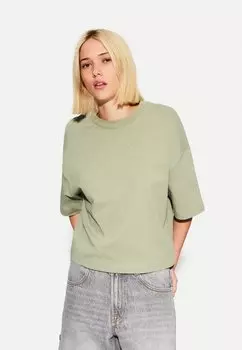 Базовая футболка HEAVY BOXY FIT SHORT SLEEVE Bershka, хаки