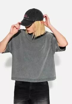 Базовая футболка HEAVY BOXY FIT SHORT SLEEVE Bershka, темно-серый