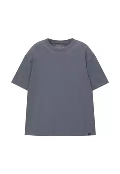 Базовая футболка HEAVY WEIGHT PULL&BEAR, сине-серый