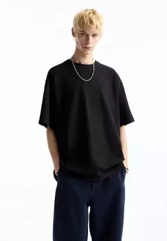 Базовая Футболка HEAVY WEIGHT SHORT SLEEVE Pull&Bear, черный