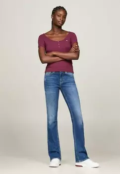 Базовая футболка HENLEY SCOOP NECK SLIM FIT Tommy Jeans, фиолетовый
