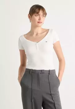 Базовая футболка HENLEY Tommy Jeans, кремовый