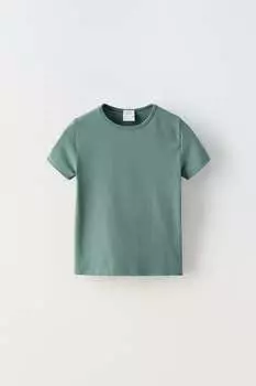 Базовая футболка из полиамида ZARA, хаки